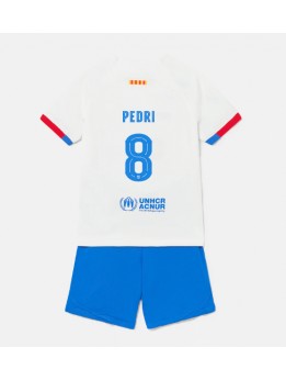 Otroški Nogometna dresi replika Barcelona Pedri Gonzalez #8 Gostujoči 2023-24 Kratek rokav (+ hlače)
